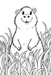 Ausmalbild Capybara im Gras  