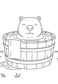 Ausmalbild Capybara in einem Eimer  