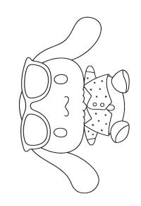 Ausmalbild Cinnamoroll mit Brille  