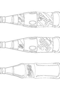 Ausmalbild Cola, Fanta und Sprite Flaschen  