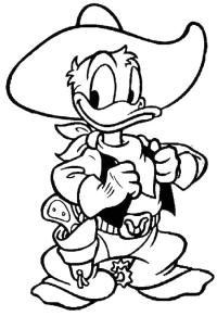 Ausmalbild Cowboy Donald Duck  