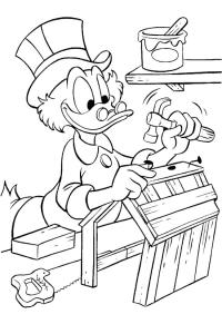 Ausmalbild Dagobert Duck am tischlern  
