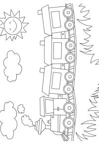 Ausmalbild Dampflok mit Waggons  