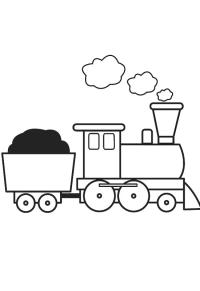 Ausmalbild Dampflokomotive mit Wagen  