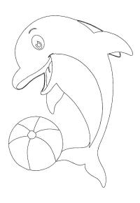 Ausmalbild Delfin jongliert Ball  