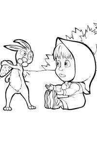 Ausmalbild Der Hase und Mascha  