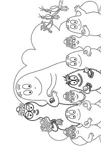 Ausmalbild Die familie Barbapapa  
