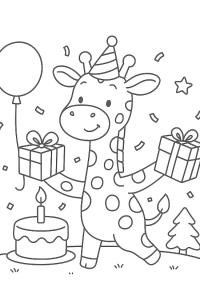 Ausmalbild Die Giraffe hat Geburtstag  