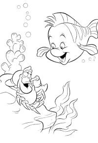 Ausmalbild Die Krabbe Sebastian und der Fisch Fabius  