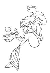 Ausmalbild Die Krabbe Sebastian und Prinzessin Arielle  