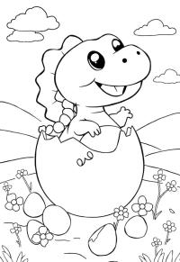 Ausmalbild Dinosaurier schlüpft aus dem Ei  