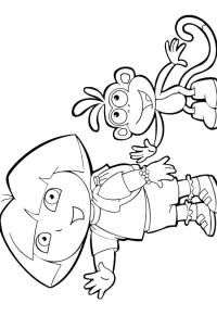 Ausmalbild Dora und affe Boots  