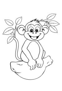 Ausmalbild Einfacher Affe  