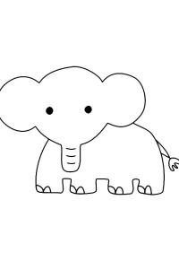 Ausmalbild Einfacher Elefant  