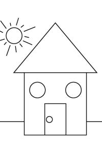 Ausmalbild Einfaches Haus  