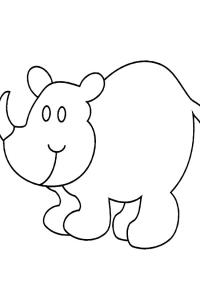 Ausmalbild Einfaches Nashorn  