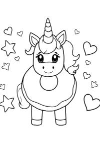 Ausmalbild Einhorn-Donut  