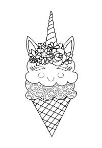 Ausmalbild Einhorn-Eis  