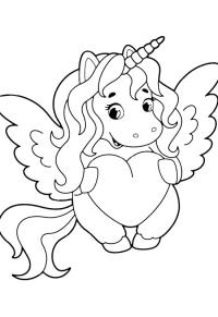 Ausmalbild Einhorn mit Herz  
