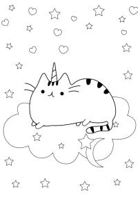 Ausmalbild Einhorn Pusheen  