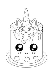 Ausmalbild Einhorn-Torte  