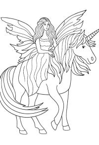Ausmalbild Einhorn und Fee  