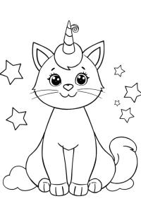 Ausmalbild Einhornkatze  