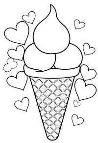 Ausmalbild Eis mit Herzen  