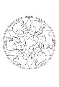 Ausmalbild Elefanten mandala  