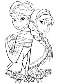 Ausmalbild Elsa und Anna  