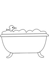 Ausmalbild Ente in der Badewanne  