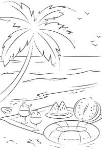 Ausmalbild Essen am Strand  