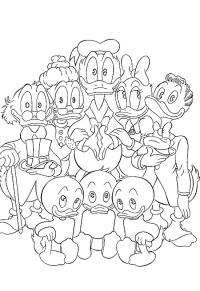 Ausmalbild Familie Duck  