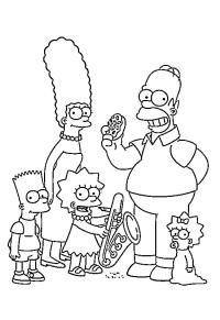 Ausmalbild Familie Simpson  