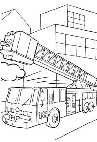 Ausmalbild Feuerwehr-Leiterfahrzeug  