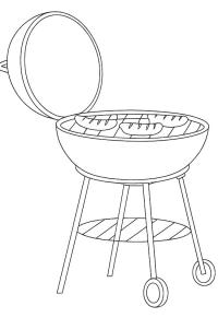 Ausmalbild Fleisch auf dem Grill  