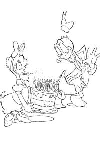 Ausmalbild Geburtstagstorte donald duck  