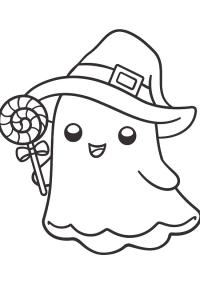 Ausmalbild Geist mit Lutscher  