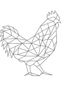 Ausmalbild Geometrisches Huhn  