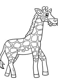 Ausmalbild Giraffe frisst Gras  