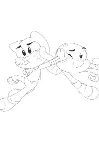 Ausmalbild Gumball und Darwin  