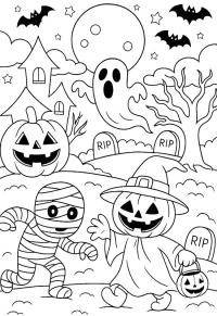 Ausmalbild Halloween gruselig  