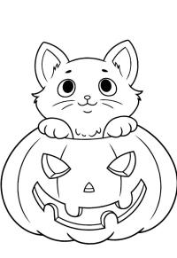 Ausmalbild Halloween Katze  
