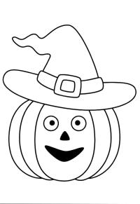 Ausmalbild Halloween-Kürbis mit Hexenhut  