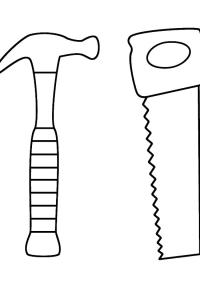 Ausmalbild Hammer und Säge  