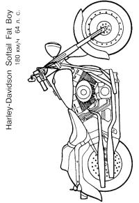 Ausmalbild Harley Davidson Fat Boy  