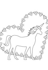Ausmalbild Herz Einhorn  