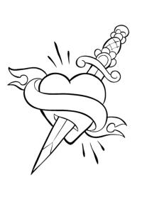 Ausmalbild Herz-Tattoo  