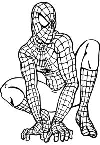 Ausmalbild Hockender Spiderman  