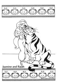Ausmalbild Jasmin und Tiger Radscha  